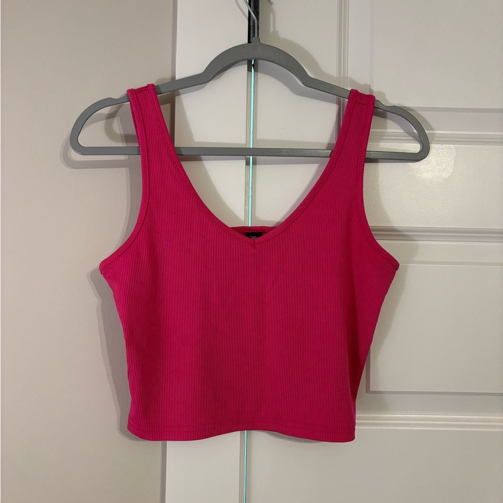 SHEIN Hot Pink Ribbed Tank Top